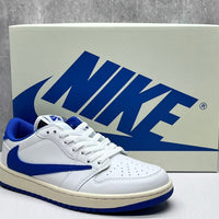 Low Top Sneakers, White Blue Colorway, Reverse Hook Design, Lace Up Design, Casual Gift for Sneaker Fans