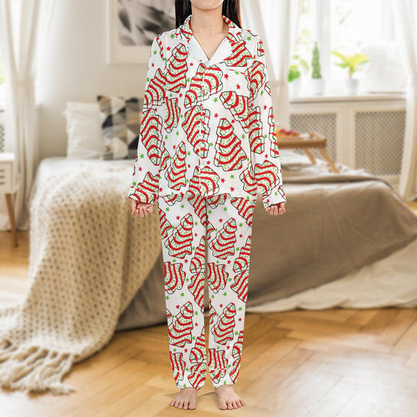 Candy Cane Stripe Pajama Set, Christmas Tree Satin Pajamas, Festive Christmas Pajamas, Holiday Loungewear Set, Comfy Sleepwea