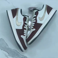 Low Top Sneakers, Brown White Colorway, Lace Up Design, Casual Gift for Sneaker Fans