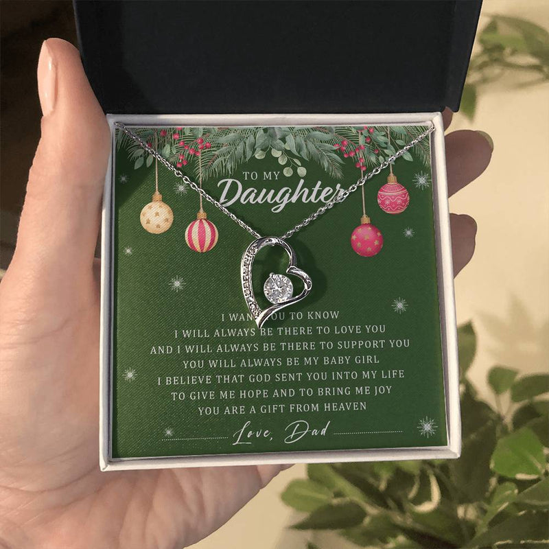 Dad to Daughter Necklace, To My Daughter Heart Necklace, Forever Love Pendant, Christmas Daughter Necklace, Sentimental Keepsake Jewelry