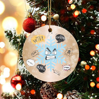 Humorous Rude Winter Ceramic Keepsake, Angry Snowflake Cursing Christmas Ornament, Sarcastic Adult Tree Decor, Secret Santa Joke Present