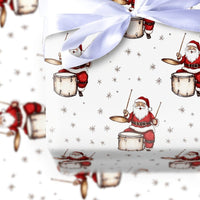 Vintage Drummer Christmas Gift Wrap, Drumming Santa Wrapping Paper, Musician Holiday Wrapping Paper, Music Lover Xmas Gift Wrap Roll