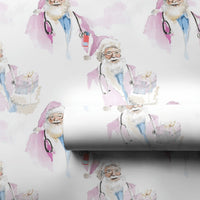 Nurse Healthcare Hero Gift Wrap, Doctor Santa Wrapping Paper, Medical Santa Claus Wrapping Paper, Hospital Worker Christmas Wrapping Paper