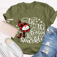 Adorable Winter Holiday Graphic Tee, Christmas Santa Hat Snowman T-Shirt, Festive Merry Christmas Shirt, Xmas Present for Women and Men