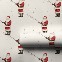 Angler Christmas Gift Wrap, Fishing Santa Wrapping Paper, Fisherman Holiday Wrapping Paper, Outdoorsman Secret Santa Gift Wrap Roll