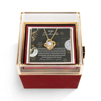 Gold Finish CZ Crystal Pendant, Soulmate Love Knot Necklace, Meaningful Wife Girlfriend Love Knot Jewelry, Romantic Christmas Present for Her