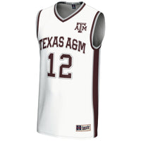 #12 Texas A&M Aggies Basketball Lightweight Fashion Jersey - White