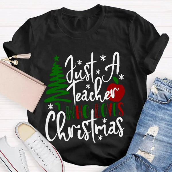 Adorable Holiday Educator Graphic Tee, Christmas Tree Apples Teacher T-Shirt, Festive School Winter Shirt, Merry Christmas Te