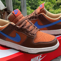 Low Top Sneakers, Brown Orange Blue Colorway, Lace Up Design, Casual Gift for Sneaker Fans