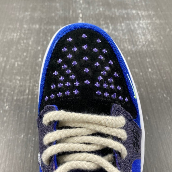 Low Top Sneakers, Royal Blue Black Purple Colorway, Lace Up Design, Casual Gift for Sneaker Fans