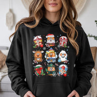 Humorous Fast Food Holiday Hooded Sweatshirt, Christmas Chicken Nuggets Hoodie, Adorable Foodie Pullover Hoodie, Festive Graphic Sweater Food Present