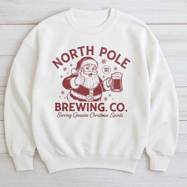 Vintage Santa Claus Beer Brewing Crewneck, North Pole Brewing Co Sweatshirt, Humorous Christmas Holiday Pullover, Xmas Beer L