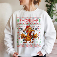 Ugly Holiday Poultry Sweatshirt, F-Caw-F Humorous Chicken Christmas Sweatshirt, Humorous Farm Xmas Sweatshirt, Farmer Crewneck, Chicken Lover Present