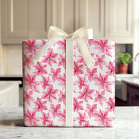 Watercolor Floral Christmas Gift Wrap, Pink Poinsettia Wrapping Paper, Elegant Holiday Wrapping Paper, Botanical Present Wrapping Paper