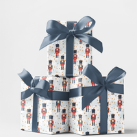 Traditional Holiday Toy Soldier Gift Wrap, Nutcracker Ballet Wrapping Paper, Midnight Blue Christmas Wrapping Paper, Xmas Gift Wrap Roll