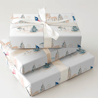 Watercolor State Capitol Holiday Gift Wrap, Texas Flag Christmas Wrapping Paper, Lone Star State Wrapping Paper Roll, Southern Present Wrap