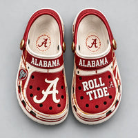 ALA Script A - Crimson and Cream Statement Clogs