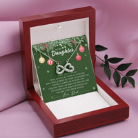 14k White Gold Finish Pendant Necklace, To My Daughter Christmas Infinity Heart Necklace, Holiday Card Keepsake Jewelry
