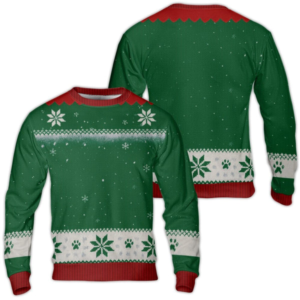 Snowflake Dog Paw Holiday Sweatshirt, Christmas Paw Print Ugly Sweater, Festive Pet Lover Xmas Crewneck, Dog Lover Ugly Sweat
