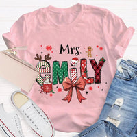 Custom Name Letter Holiday Shirt, Personalized Christmas T-Shirt, Matching Family Xmas Tee, Merry Christmas Present for Family