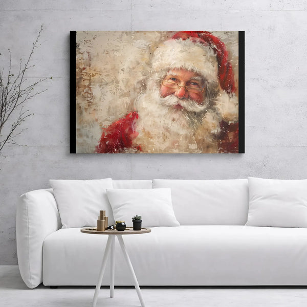 Painterly Christmas Portrait Canvas Print, Santa Claus Canvas Wall Art, Festive Holiday Wall Art Canvas, Vintage St Nick Home