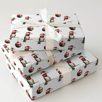 Xmas Bird Gift Wrap, Santa Hat Hummingbird Wrapping Paper, Festive Ornament Holiday Paper, Christmas Gift Wrap Roll