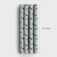 Santa Hat Bird Gift Wrap, Puffin Christmas Wrapping Paper, Watercolor Puffin Wrapping Paper, Coastal Holiday Gift Wrap, Xmas Present Wrap