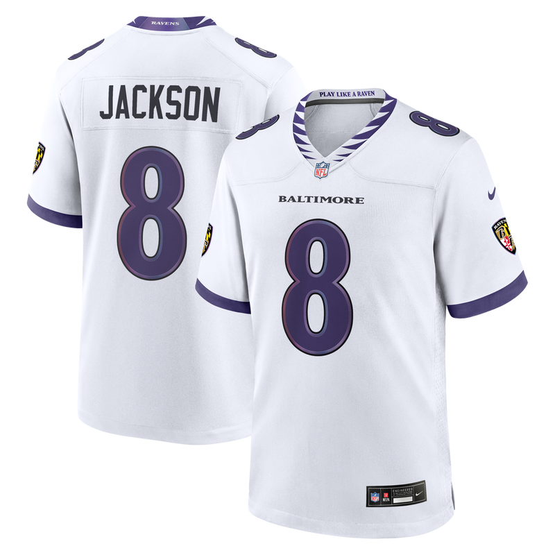 Baltimore Ravens Lamar Jackson White Game Jersey