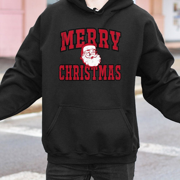 Vintage Santa Hooded Sweatshirt, Merry Christmas Santa Hoodie, Retro Christmas Graphic Hoodie, Comfy Holiday Pullover Hoodie 