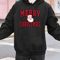 Vintage Santa Hooded Sweatshirt, Merry Christmas Santa Hoodie, Retro Christmas Graphic Hoodie, Comfy Holiday Pullover Hoodie Present Unisex