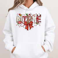 Festive Holiday Medical Graphic Sweatshirt, Christmas Nurse Hoodie, Healthcare Worker Pullover, Adorable RN LPN Hooded Sweater, Nursing Present