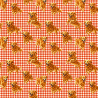 Adorable Dog Gingham Gift Wrap, Golden Retriever Wrapping Paper, Puppy Lover Birthday Wrapping Paper, Christmas Dog Wrapping Paper