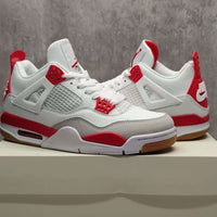 Mid Top Sneakers, Red Colorway, Lace Up Design, Casual Gift for Sneaker Fans