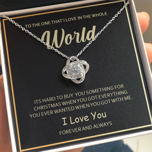 Cubic Zirconia Pendant Necklace, Eternal Bond Love Knot Necklace, 14k White Gold Over Stainless Steel, Romantic Christmas Pre