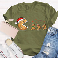 Adorable Snowflake Christmas Tee, Christmas Biscuit Santa Hat Shirt, Holiday Biscuit T-Shirt, Winter Cookie Shirt, Christmas Present for Women