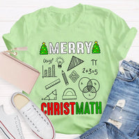 Math Holiday Equation Graphic Tee, Merry Christmath Humorous Math Teacher Shirt, STEM Educator Christmas T-Shirt, Math Lover Xmas Present