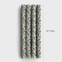 Winter Greenery Christmas Gift Wrap, Botanical Holly Berry Wrapping Paper, Red Berry Holiday Wrapping Paper