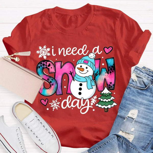 Winter Holiday Graphic Tee, Snow Day Snowman Christmas Tree T-Shirt, Adorable Snowman Tree Shirt, Humorous Winter Season Tee,