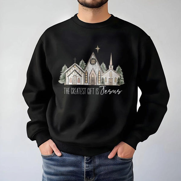 Christian Christmas Church Crewneck, The Greatest Present Is Jesus Sweatshirt, Religious Holiday Faith Sweater, Bible Scriptu