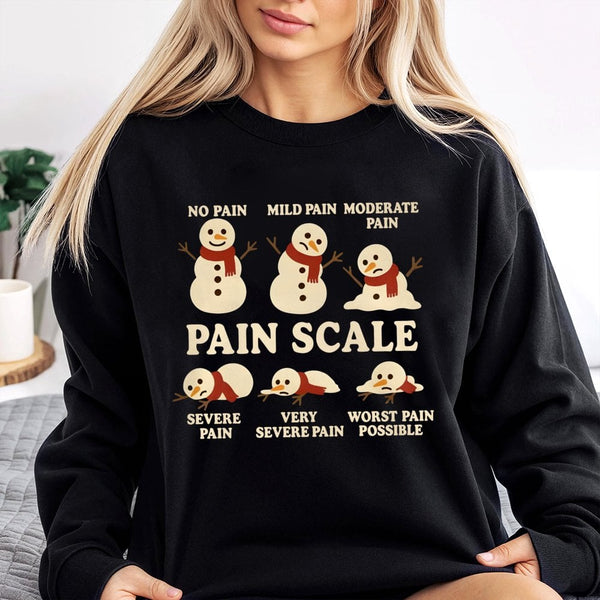 Humorous Medical Christmas Crewneck, Snowman Pain Scale Sweatshirt, Nurse Holiday Sweater, Doctor Hospital Crewneck, Healthca