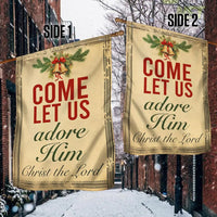Religious Nativity Yard Flag, Come Let Us Adore Him Christmas Garden Flag, Double-Sided Winter Lawn Flag, Holiday Decor