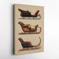 Victorian Winter Sledding Scene Canvas Print, Vintage Horse Sleigh Canvas Wall Art, Antique Christmas Canvas Art