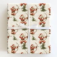 Watercolor Bow and Arrow Santa Gift Wrap, Santa Archer Wrapping Paper, Hunter Santa Christmas Wrapping Paper, Archery Holiday Gift Wrap