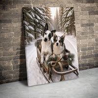 Rustic Snowy Forest Sled Dog Canvas Print, Dogs in Sleigh Winter Canvas Wall Art, Christmas Holiday Dog Lover Canvas, Comfy Seasonal Decor