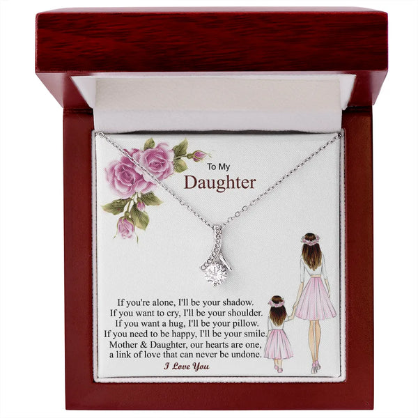 Sparkling Ribbon Pendant Necklace, Daughter Necklace from Mom, Cubic Zirconia Necklace, Birthday Present for Daughter, Christ