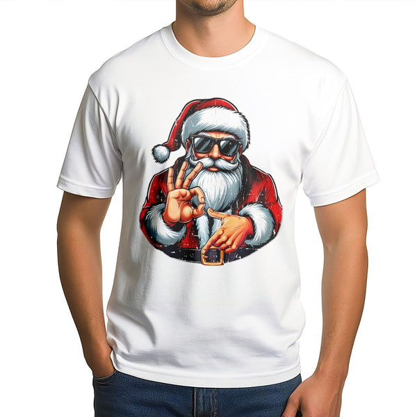 Humorous Christmas Santa Graphic Tee, Cool Santa Sunglasses T-Shirt, Retro Xmas Santa Shirt, Holiday Party Graphic T-Shirt, P