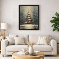 Impressionist Snowy Winter Forest Print, Christmas Tree Canvas Wall Art, Holiday Landscape Poster, Digital Download
