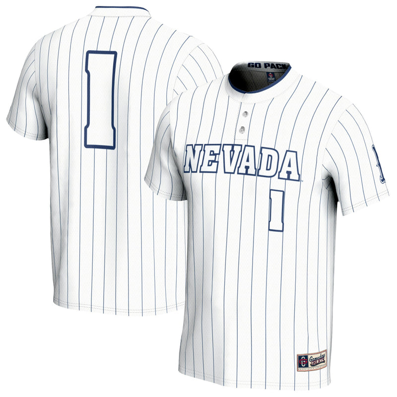 #1 Nevada Wolf Pack Lightweight Collegiate Softball Fashion Jersey - White
