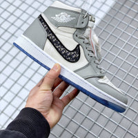 High Top Sneakers, Gray White Colorway, Lace Up Design, Casual Gift for Sneaker Fans