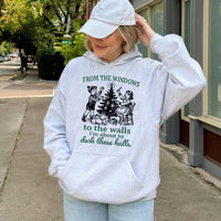 Humorous Christmas Song Lyrics Hoodie, Deck the Halls Hoodie, Holiday Party Hooded Sweatshirt, Comfy Winter Graphic Hoodie, Xmas Present for Her